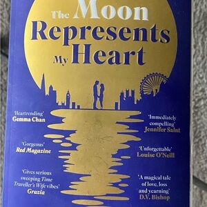The Moon Represents My Heart - Blue and Gold Decorative Book Cover